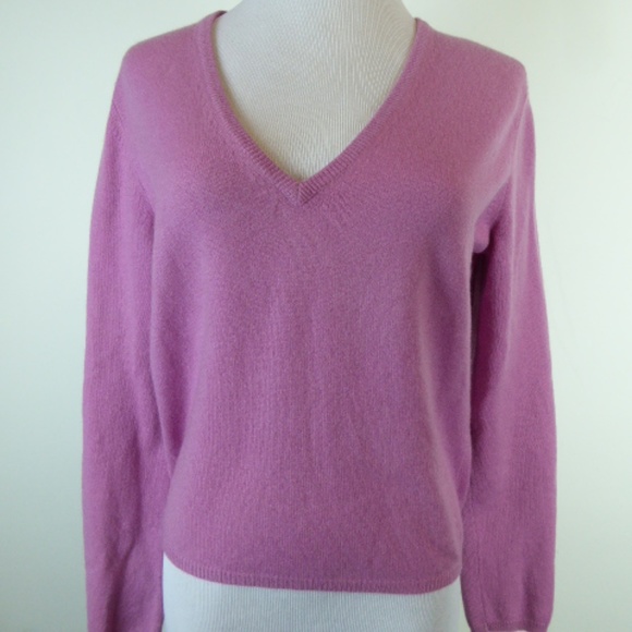 PRADA ITALY PINK CASHMERE SWEATER TOP I40 M - Picture 2 of 4
